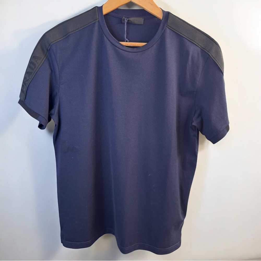 Prada Navy and Black Short Sleeve Mens Tee Small NWT